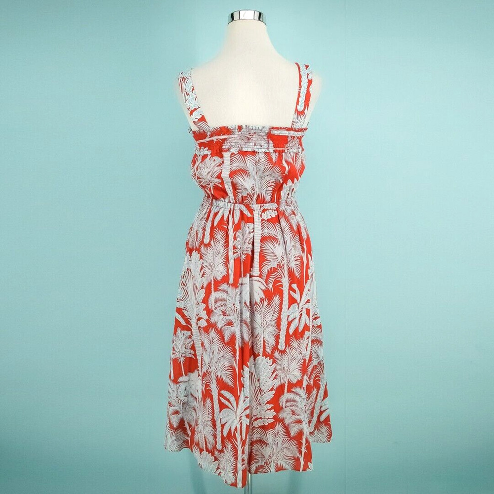 Talbots Size 2 Orange Blue Oasis Palm Voile Print Fit Flare Vacation Dress NEW - Picture 3 of 7